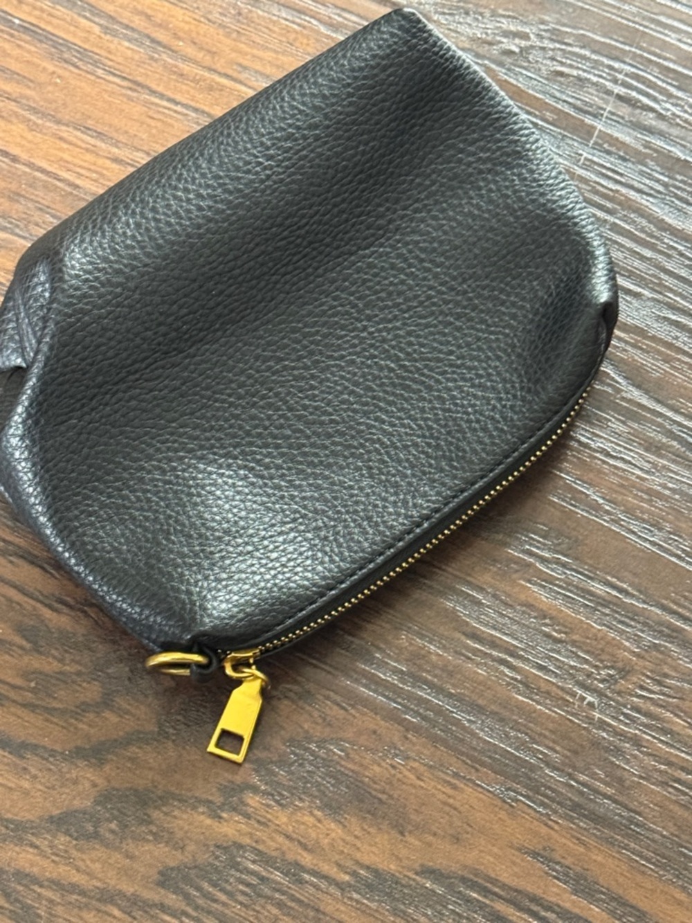 Antik Kraft Black Pebbled Mini Pouch with Gold Hardware